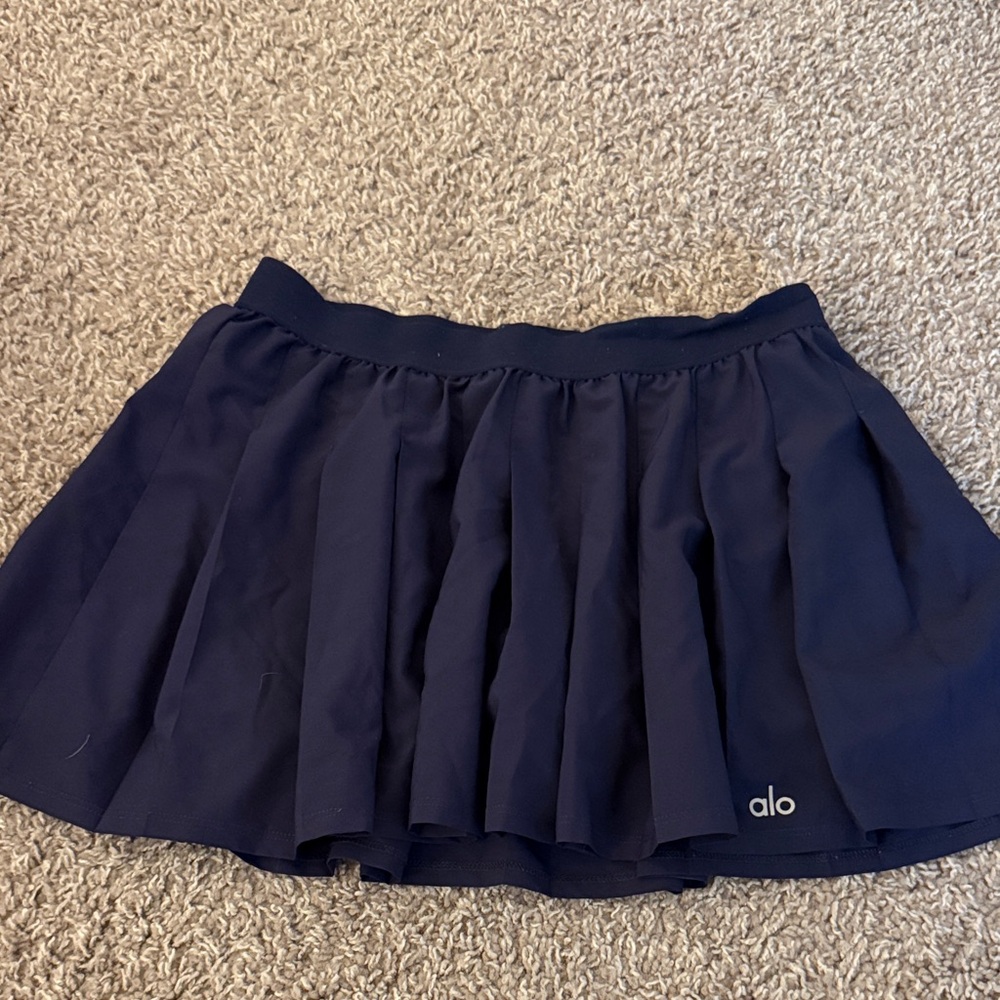ALO Yoga Navy Blue Pleated Tennis Skirt